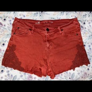 Rusty Orange Jean Shorts